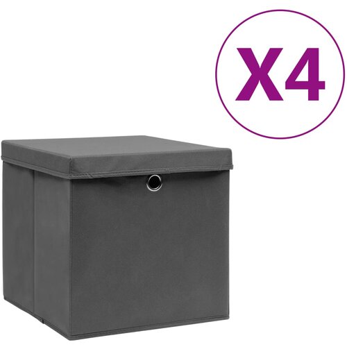 vidaXL Škatle s pokrovi 4 kosi 28x28x28 cm sive Cene