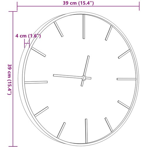 VidaXL Zidni sat smeđi &amp;Oslash; 39 cm od željeza i konstruiranog drva Slike