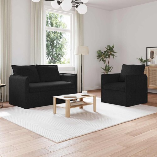  Set sofe 2 pcs Crna 136 x 82 x 85 cm Tkanina Cene