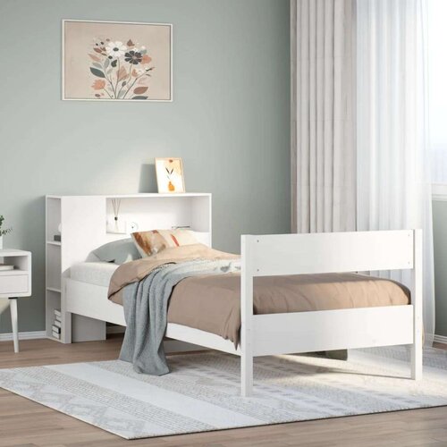 vidaXL Krevet s regalom za knjige bez madraca bijeli 75x190cm borovina Cene
