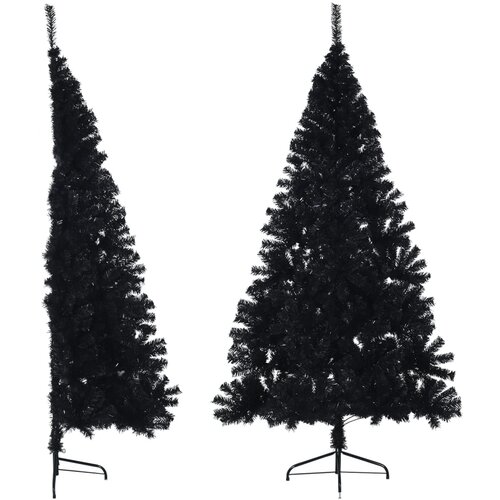 VidaXL Umetna polovična novoletna jelka s stojalom črna 240 cm PVC, (20670851) Slike