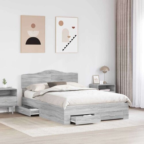  Okvir za krevet s uzglavljem Siva Sonoma 140 x 200 cm Slike