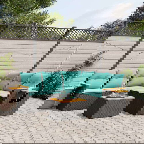  6-dijelni set vrtnih sofa od poliratana s jastucima crni Slike