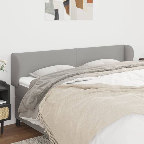 VidaXL Uzglavlje s u&amp;scaron;ima svjetlosivi 203x23x78/88 cm od tkanine Slike