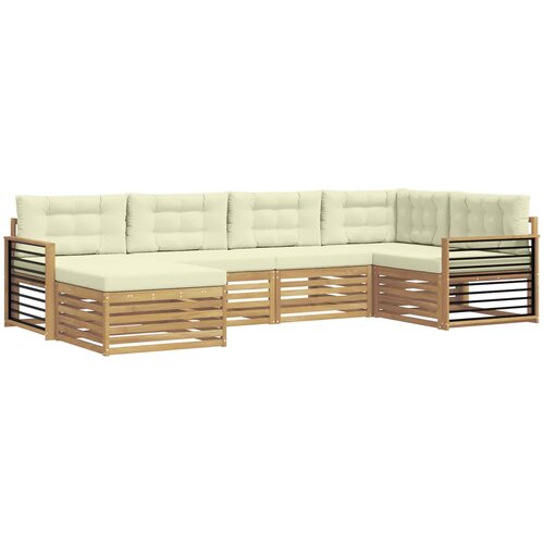 vidaXL Zunanja garnitura za sedenje 6 pcs Bela in krem Poliester, (5000280831) Cene