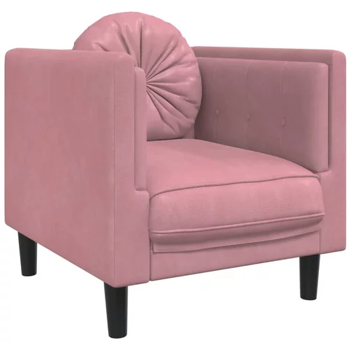 vidaXL Fotelja s jastukom ružičasta baršunasta