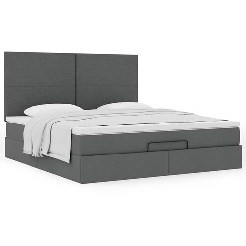 VidaXL Otomanski posteljni okvir z vzmetnico siv 180x200 cm blago Slike