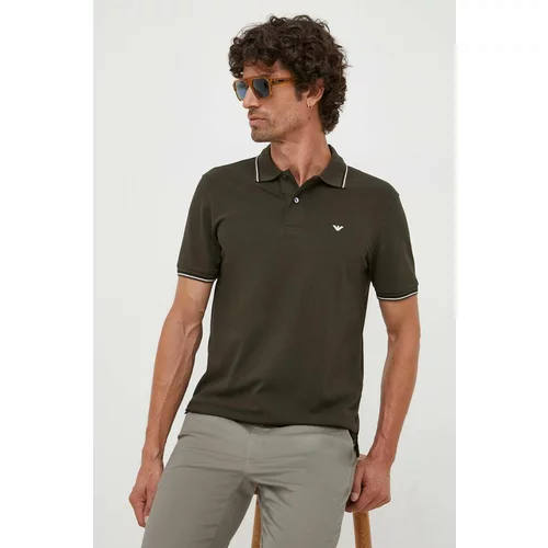 Emporio Armani Polo majica za muškarce, boja: zelena, glatki model