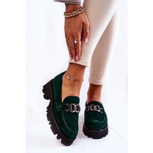 Kesi Suede shoes with Laura Messi decoration 2489 green Cene