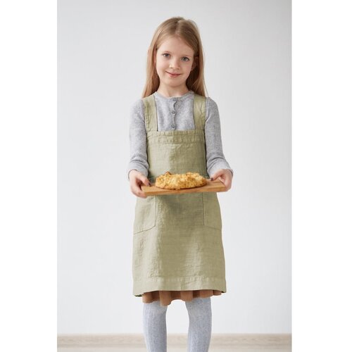 Linen Tales Zelen otroški lanen predpasnik Pinafore, 60 x 34 cm Cene