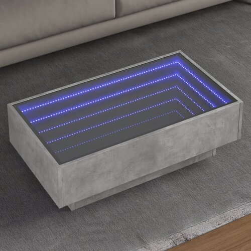 VidaXL Klubska mizica LED betonsko siva 90x50x30 cm inženirski les Slike