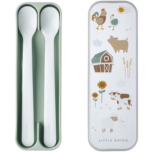Mepal Bijele/svijetlo zelene plastične dječje žlice u setu 2 kom Little farm &amp;ndash; Slike