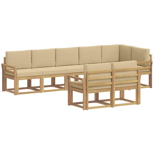 vidaXL Zunanja garnitura za sedenje 8 pcs Bela in bež Poliester, (5000272559) Cene
