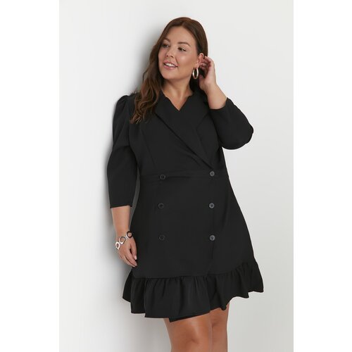 Trendyol Curve Black Woven Jacket Dress Slike