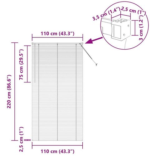 VidaXL Zavjesa za prozor sa zavjesama Ostalo Srebrna 110 x 220 cm Aluminij Slike