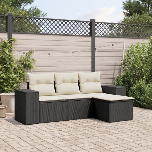  4-dijelni set vrtnih sofa od poliratana s jastucima crni Cijene