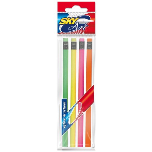 Sky set 4 hb svinčnikov neon barve z radirko Cene