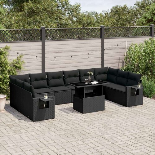  11-dijelni set vrtnih sofa od poliratana s jastucima crni Cijene