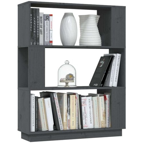 VidaXL knjižna omara/pregrada siva 80x25x101 cm trdna borovina Slike