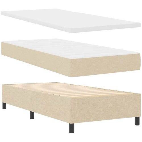  LED Box Spring Krevet s uzglavljem Krema 80 x 200 cm tkanina Slike