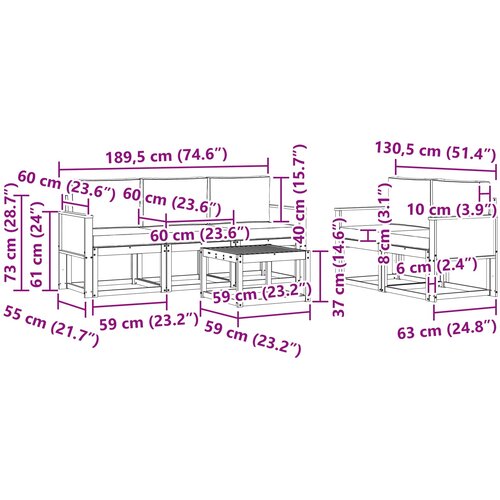  Set vanjskih sofa 6 pcs Prirodna i antracit Poliester Slike