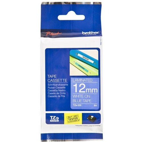 Brother Standardna laminirana traka TZe 12 mm, Bela na modri Cijene
