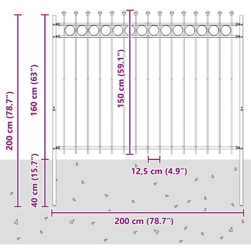  Ograda u obliku prstena Crna 200 x 200 cm Slike