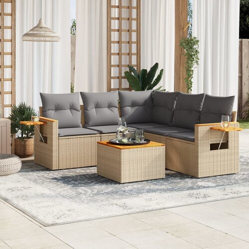 vidaXL 6-dijelni set vrtnih sofa s jastucima bež od poliratana Cijene