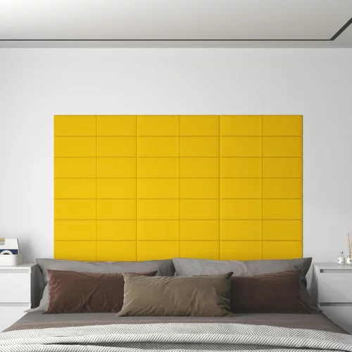  Zidne ploče 12 kom žute 60 x 15 cm baršunaste 1,08 m²