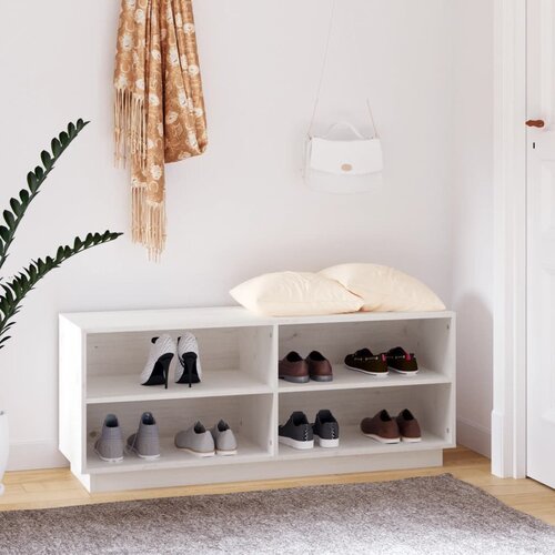 vidaXL Ormarić za cipele bijeli 110 x 34 x 45 cm od masivne borovine Cijene
