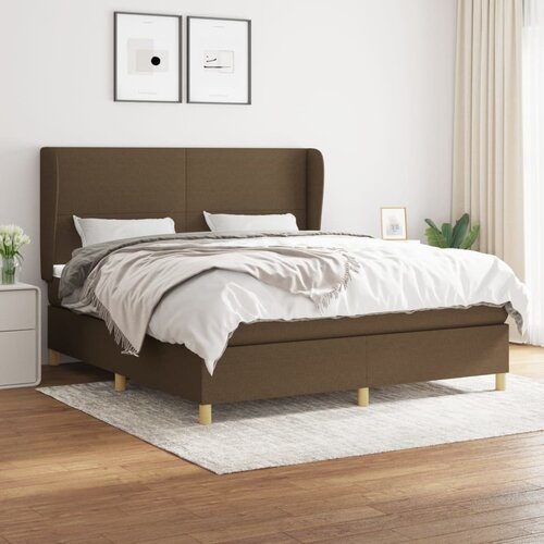 VidaXL Krevet s oprugama i madracem tamnosmeđi 180x200 cm tkanina Slike