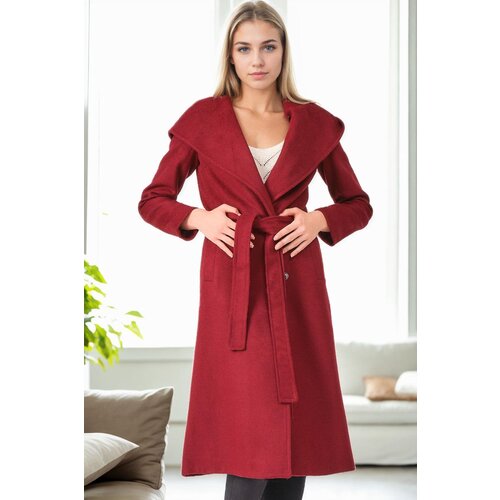 Dewberry Z6679 LADIES&amp;#039; COAT-PLAIN BURGUNDY Slike