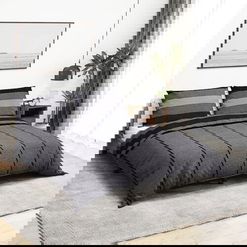 VidaXL Set posteljine za poplun tamnosivi 220 x 240 cm pamučni Slike
