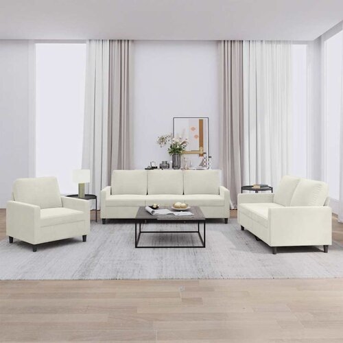  3-dijelni set sofa s jastucima krem bar&amp;scaron;unasti Slike