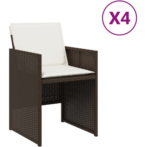 Maison Chic Vrtni stoli - Stol za vrt z blazinami 4 kosi rjav poli ratan JS2255, (21877117) Slike