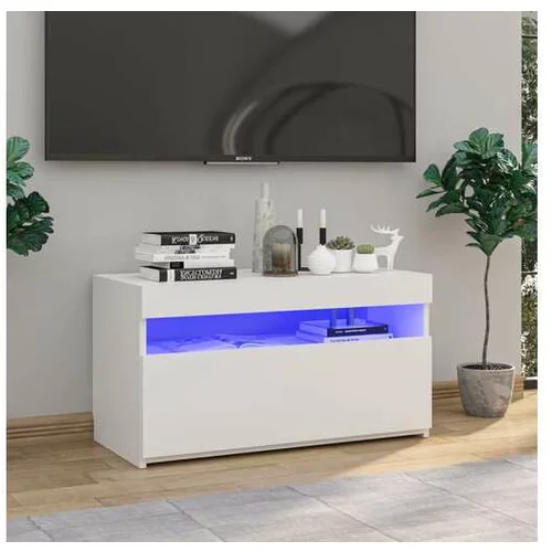  TV omarica z LED lučkami visok sijaj bela 75x35x40 cm