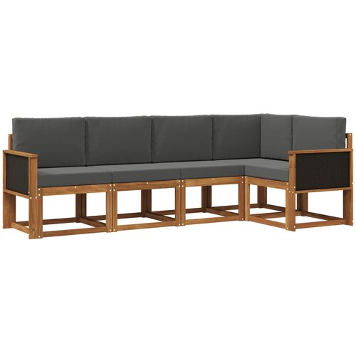  Set vanjskih sofa 5 kom. Prirodna i antracit Poliester Smeđa 243 x 124,5 x 73 cm Slike