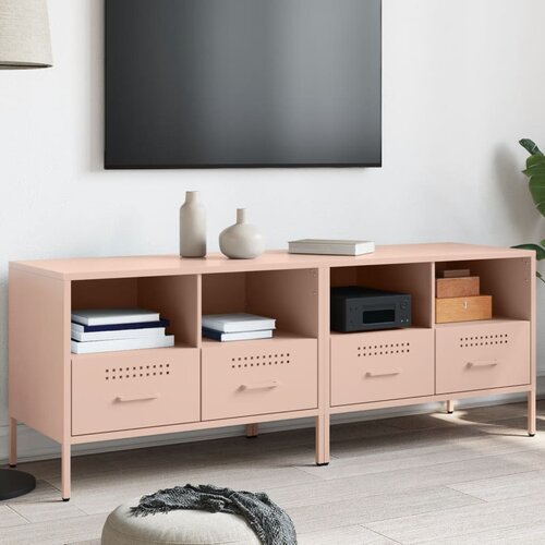  The Living Store TV omarica 2 kosa roza 68x39x50,5 cm valjano jeklo - TV Omarica, (21508237) Slike