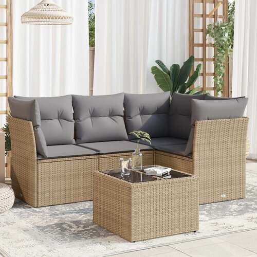  5-dijelni vrtni set sofa s jastucima bež od poliratana Cijene