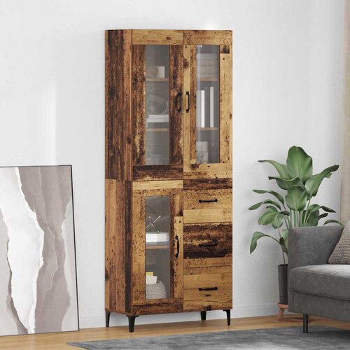 vidaXL Highboard Zidne Staro drvo 69,5 x 34 x 180 cm Konstruirano drvo Cene
