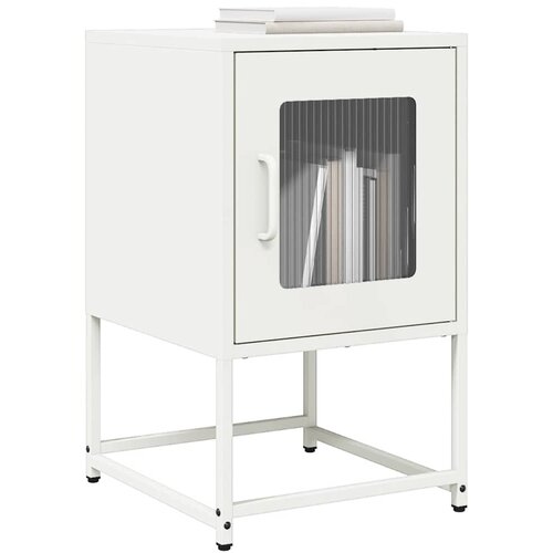 VidaXL Nočna omarica Bela 36x39x60,5 cm Hladno valjano jeklo Slike