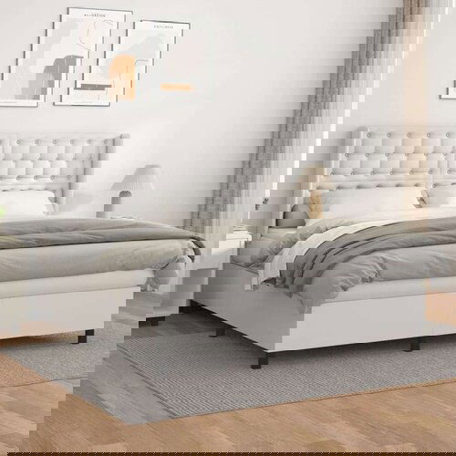  Box spring postelja z vzmetnico bela 180x200 cm umetno usnje, (20999438) Slike