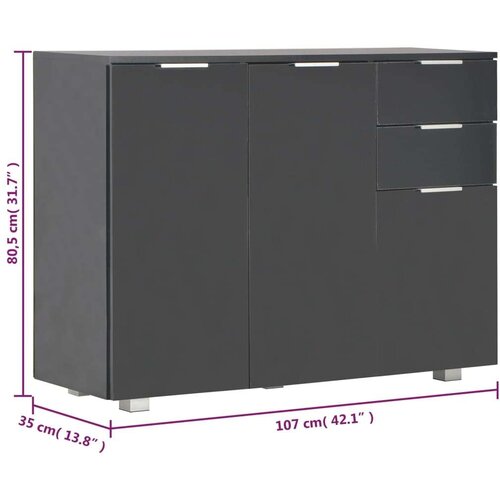  Komoda visoki sjaj crna 107x35x80 5 cm Slike
