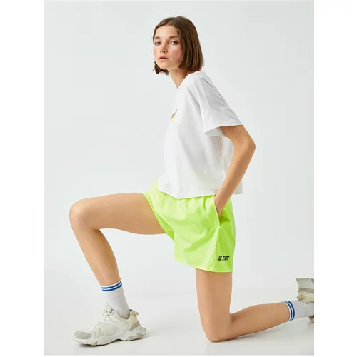 Koton Ebru Shawl Loves Neon Sports Mini Shorts.