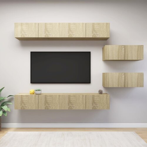The Living Store Komplet TV omaric 6-delni sonoma hrast inženirski les - Komplet TV Omaric, (21374473) Slike