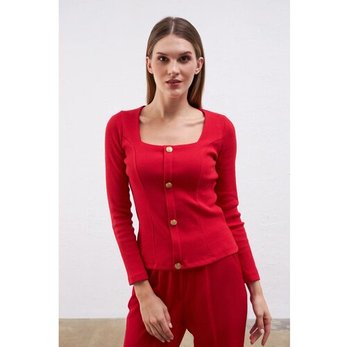 Gusto Square Collar Camisole Blouse - Red Cene