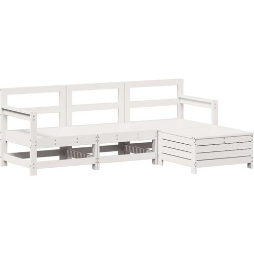 VidaXL 4-dijelni set vrtnih sofa od masivne borovine bijeli Slike