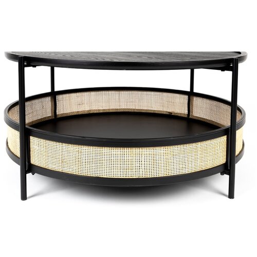 White Label Črna/v naravni barvi okrogla mizica ø 80 cm Makoto – Cene
