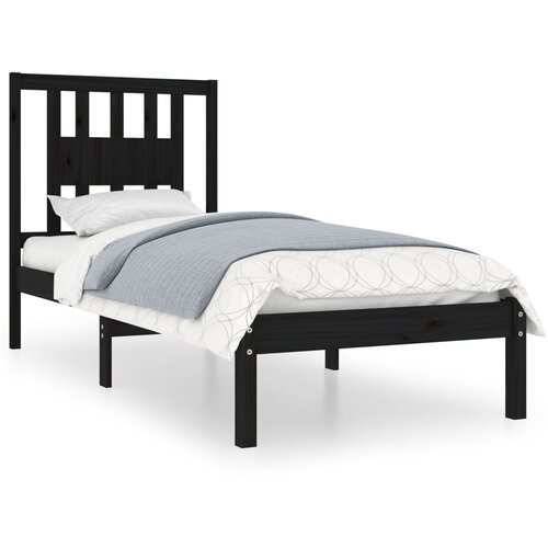 Maison Chic Posteljni okvir - Enojna postelja - Postelja za odrasle črn iz trdnega lesa 75x190 cm-J14153, (21765133) Slike