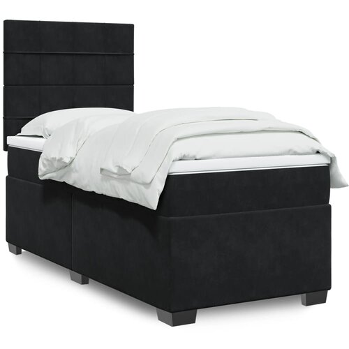 vidaXL Box spring postelja z vzmetnico črna 90x200 cm žamet Cene